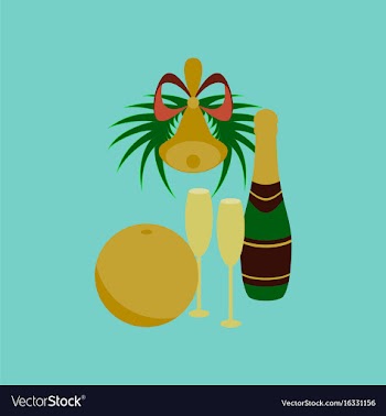 Flat on background of champagne bell vector image