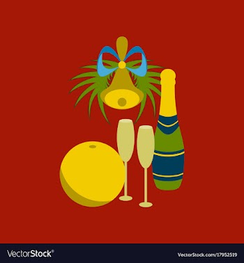 Flat on background of champagne bell vector image