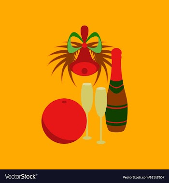 Flat on background of champagne bell vector image