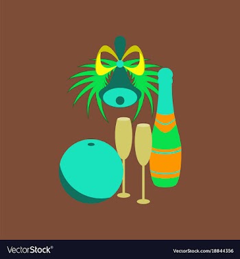 Flat on background of champagne bell vector image