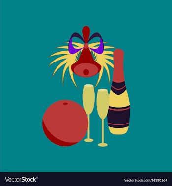 Flat on background of champagne bell vector image