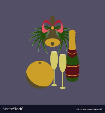 Flat on background of champagne bell vector image