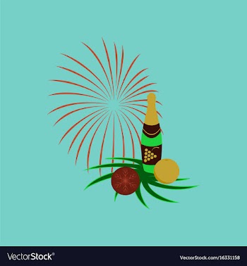 Flat on background of champagne candles fireworks vector image