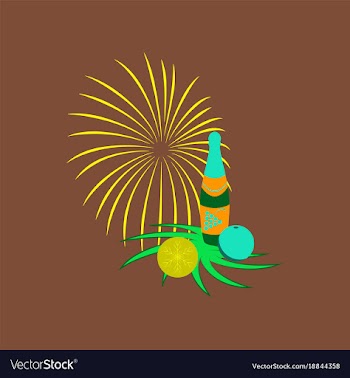 Flat on background of champagne candles fireworks vector image