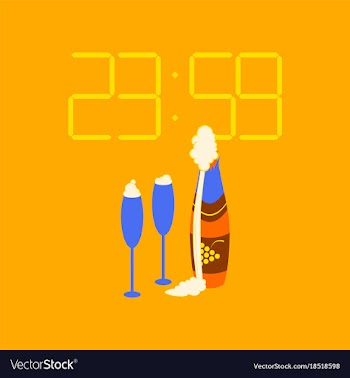 Flat on background of champagne christmas clock vector image