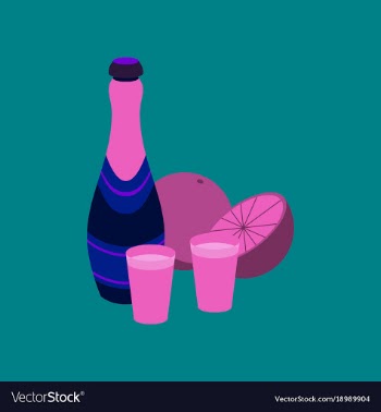 Flat on background of champagne oranges vector image