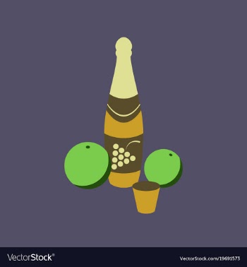 Flat on background of champagne oranges vector image