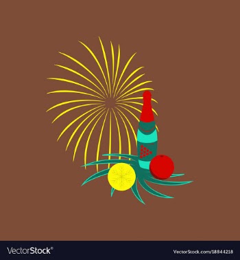 Flat on background of christmas ball champagne vector image