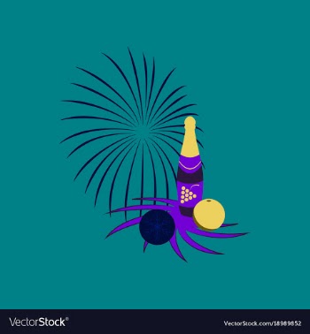 Flat on background of christmas ball champagne vector image