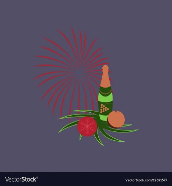 Flat on background of christmas ball champagne vector image