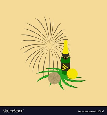 Flat on background of Christmas ball vector image