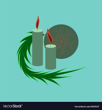 Flat on background of christmas balls and candles vector image