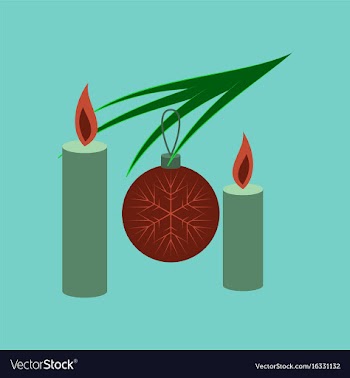 Flat on background of christmas balls and candles vector image