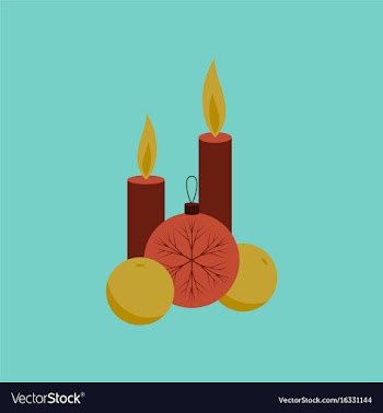 Flat on background of christmas balls and candles vector image