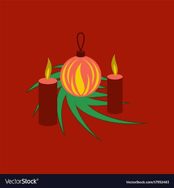 Flat on background of christmas balls and candles vector image