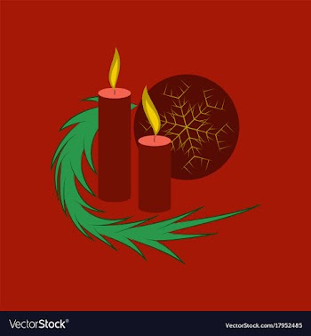 Flat on background of christmas balls and candles vector image