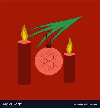 Flat on background of christmas balls and candles vector image