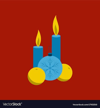 Flat on background of christmas balls and candles vector image