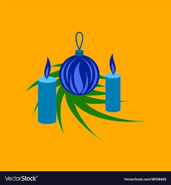 Flat on background of christmas balls and candles vector image