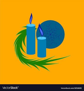 Flat on background of christmas balls and candles vector image