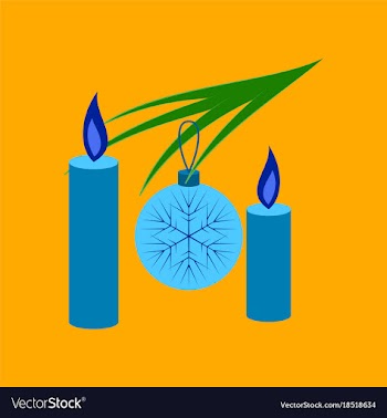 Flat on background of christmas balls and candles vector image