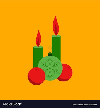 Flat on background of christmas balls and candles vector image