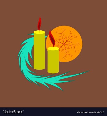 Flat on background of christmas balls and candles vector image