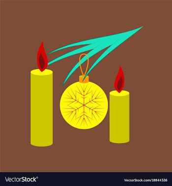 Flat on background of christmas balls and candles vector image