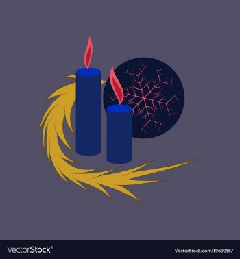 Flat on background of christmas balls and candles vector image