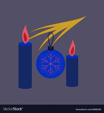 Flat on background of christmas balls and candles vector image