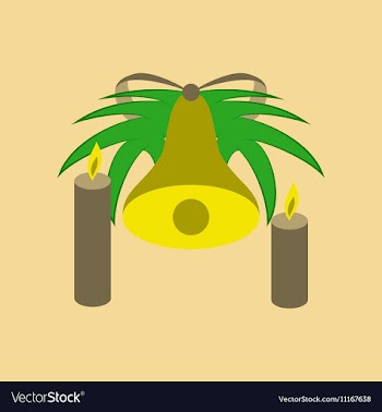 Flat on background of Christmas bell vector image