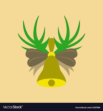 Flat on background of Christmas bell vector image
