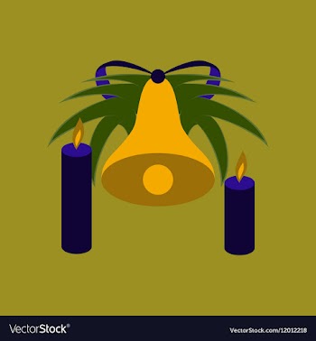 Flat on background of Christmas bell vector image