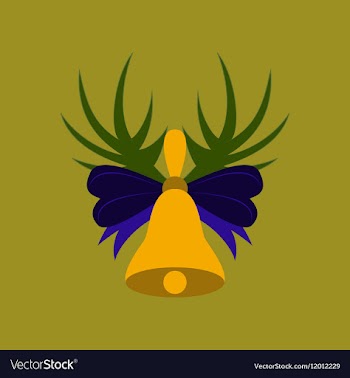 Flat on background of Christmas bell vector image
