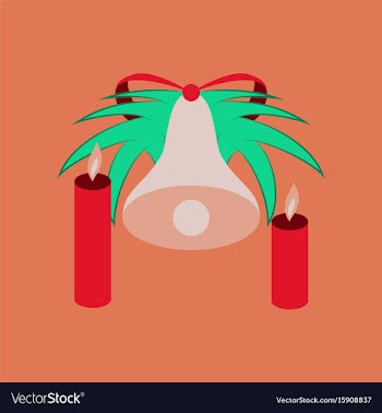 Flat on background of christmas bell vector image