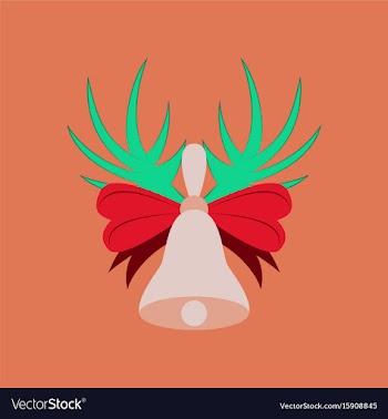 Flat on background of christmas bell vector image