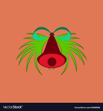 Flat on background of christmas bell vector image