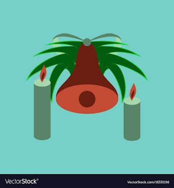 Flat on background of christmas bell vector image