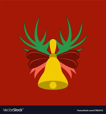 Flat on background of christmas bell vector image
