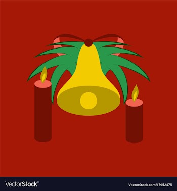 Flat on background of christmas bell vector image