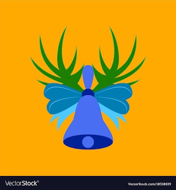 Flat on background of christmas bell vector image