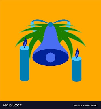 Flat on background of christmas bell vector image