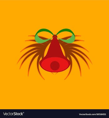 Flat on background of christmas bell vector image