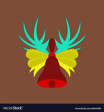 Flat on background of christmas bell vector image