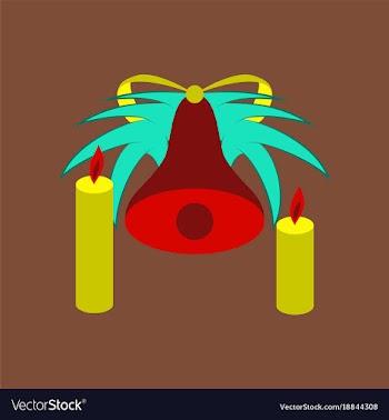 Flat on background of christmas bell vector image