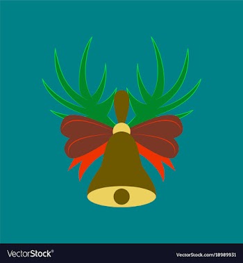 Flat on background of christmas bell vector image