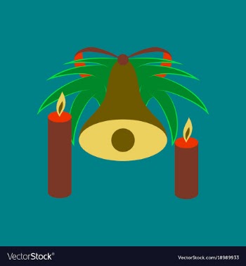 Flat on background of christmas bell vector image