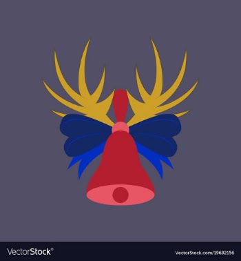 Flat on background of christmas bell vector image
