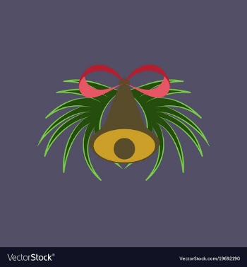 Flat on background of christmas bell vector image