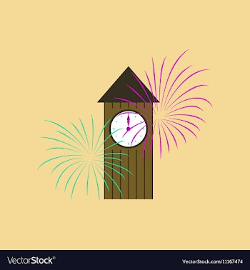 Flat on background of Christmas clock vector image